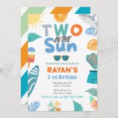 Invitation Two In the Sun Tropical Beach 2 et fête d'annivers (Devant / Derrière)
