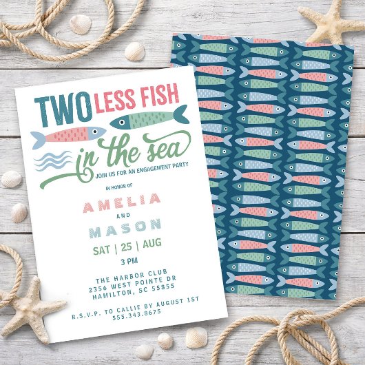Invitation Two Less Fish in the Sea Engagement Party