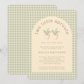Invitation Two Little Sprouts are on the Way Baby Shower  (Devant / Derrière)