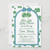 Invitation Two Lucky Charms Clovers Boy Twins Baby Shower (Devant)