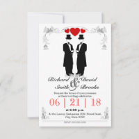 Two men in tuxedo with hats - Gay wedding