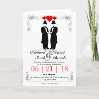 Two men in tuxedo with hats - Gay wedding