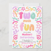 Invitation Two Much Fun Confetti Balloon 2nd Birthday  (Devant)