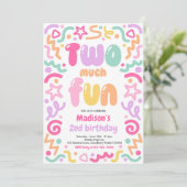 Invitation Two Much Fun Confetti Balloon 2nd Birthday  (Debout devant)