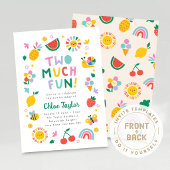 Invitation Two Much Fun Invite, Girls Second Birthday 