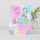 Invitation Two Nado Rainbow Glitter 2nd Birthday Party (Debout devant)