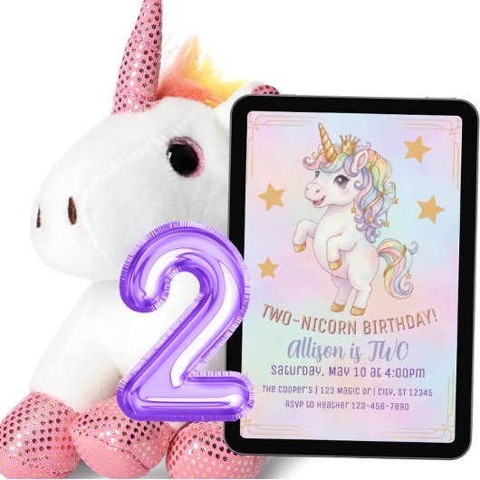 Invitation TWO-nicorn, 2nd Birthday