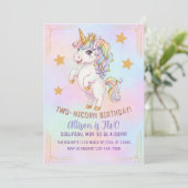 Invitation TWO-nicorn, 2nd Birthday (Debout devant)