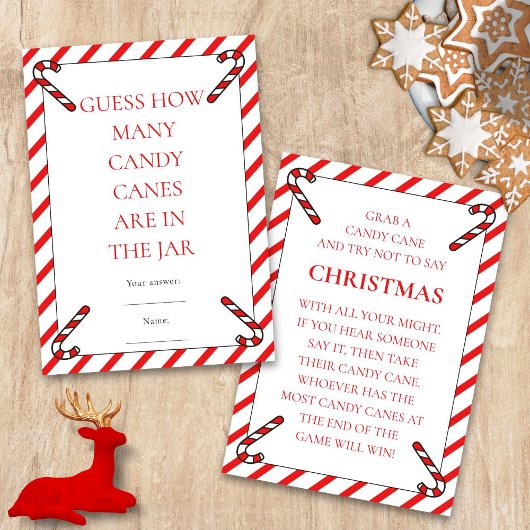 Invitation Two Printable Candy Cane Theme Christmas Game Card