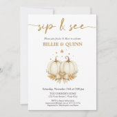 Invitation Two Pumpkins on their way Twin Baby Sip And See (Devant)