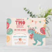 Invitation Two Rex Birthday Invitation. Dino 2nd Invite. Prin (Debout devant)