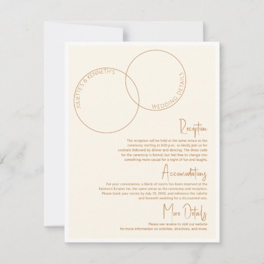 Invitation Two Rings Wedding Details Card (Devant)