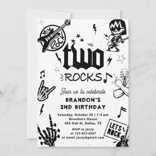 Invitation Two Rocks Guitar Rock et Roll 1er anniversaire (Devant)