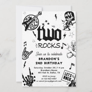 Invitation Two Rocks Guitar Rock et Roll 1er anniversaire