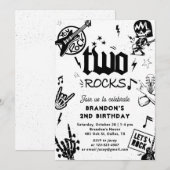 Invitation Two Rocks Guitare Rock and Roll 1er Anniversaire (Devant / Derrière)