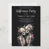 Invitation Two Romantic Gothic Human Skeletons Embracing (Devant)