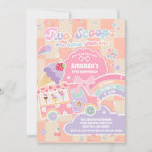 Invitation Two Scoop Ice Cream Groovy Daisy 2nd Birthday (Devant)