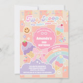 Invitation Two Scoop Ice Cream Groovy Daisy 2nd Birthday (Devant)