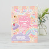 Invitation Two Scoop Ice Cream Groovy Daisy 2nd Birthday (Debout devant)