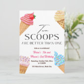 Invitation Two Scoops Are Better Than One Birthday Party (Debout devant)