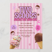 Invitation Two Scoops are Better Than One Ice Cream Birthday (Devant)