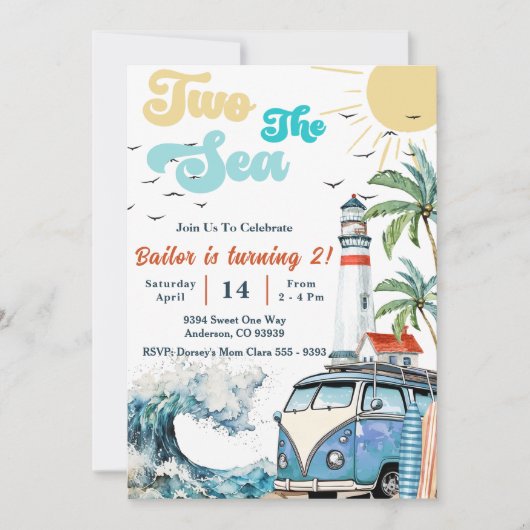 Invitation Two Sea Surf Beach 2e anniversaire (Devant)