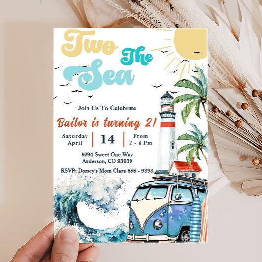 Invitation Two Sea Surf Beach 2e anniversaire