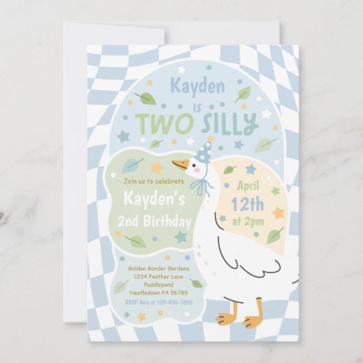 Invitation Two Silly Goose 2nd Birthday Party Spring Birthday (Devant)