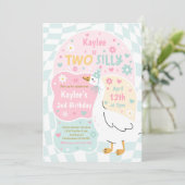 Invitation Two Silly Goose 2nd Birthday Party Spring Birthday (Debout devant)