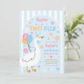 Invitation Two Silly Goose 2nd Birthday Party Spring Birthday (Debout devant)