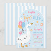 Invitation Two Silly Goose 2nd Birthday Party Spring Birthday (Devant / Derrière)