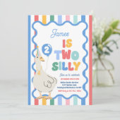 Invitation Two Silly Goose 2nd Birthday Party Spring Birthday (Debout devant)