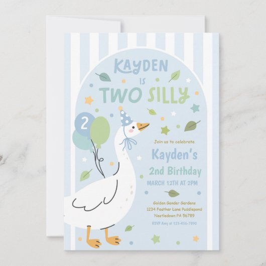 Invitation Two Silly Goose 2nd Birthday Party Spring Birthday (Devant)