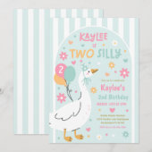 Invitation Two Silly Goose 2nd Birthday Party Spring Birthday (Devant / Derrière)