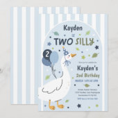 Invitation Two Silly Goose 2nd Birthday Party Spring Birthday (Devant / Derrière)
