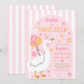 Invitation Two Silly Goose 2nd Birthday Party Spring Birthday (Devant / Derrière)
