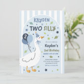 Invitation Two Silly Goose 2nd Birthday Party Spring Birthday (Debout devant)