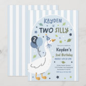 Invitation Two Silly Goose 2nd Birthday Party Spring Birthday (Devant / Derrière)
