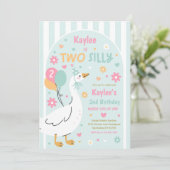 Invitation Two Silly Goose 2nd Birthday Party Spring Birthday (Debout devant)