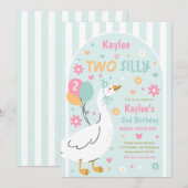 Invitation Two Silly Goose 2nd Birthday Party Spring Birthday (Devant / Derrière)