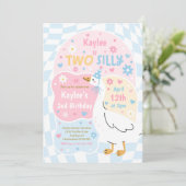 Invitation Two Silly Goose 2nd Birthday Party Spring Birthday (Debout devant)