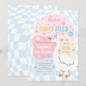 Invitation Two Silly Goose 2nd Birthday Party Spring Birthday (Devant / Derrière)