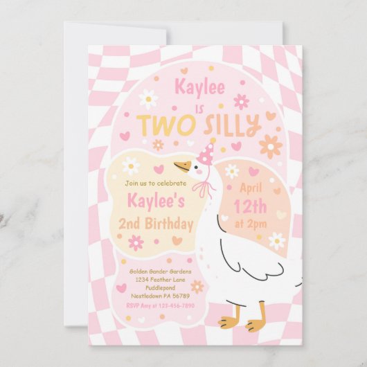 Invitation Two Silly Goose 2nd Birthday Party Spring Birthday (Devant)