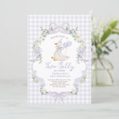 Invitation Two Silly Goose Lavender Bow Girl 2nd Birthday (Debout devant)