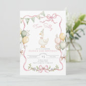 Invitation Two Silly Goose Pink Girl 2nd Birthday (Debout devant)