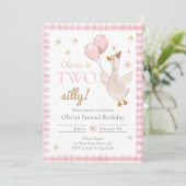 Invitation Two Silly Goose Spring Party Farm Girl Birthday (Debout devant)