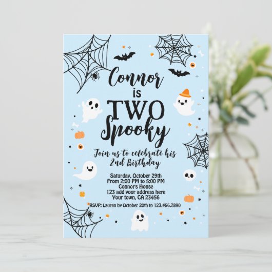 Invitation Two Spooky Blue Halloween  (Debout devant)