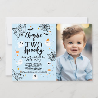 Invitation Two Spooky Blue Halloween Invite with Photo