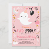 Invitation Two Spooky Pink Ghost Halloween Birthday (Devant)