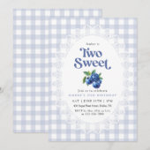 Invitation Two Sweet Blueberry Birthday (Devant / Derrière)